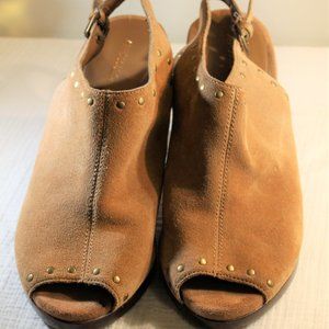 Aerosoles Haven Tan Sued Slingback Open Toe Heels